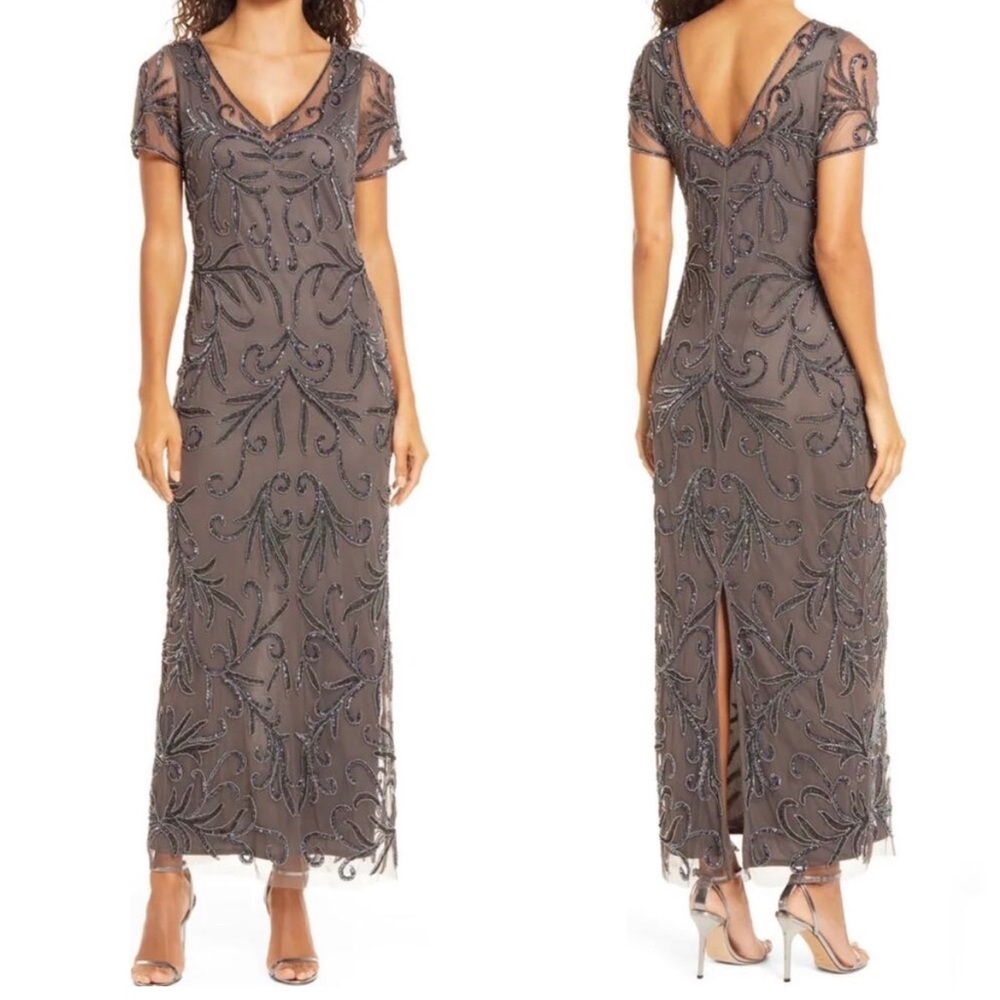 Pizarro Nights | Illusion Beaded Mesh Gown